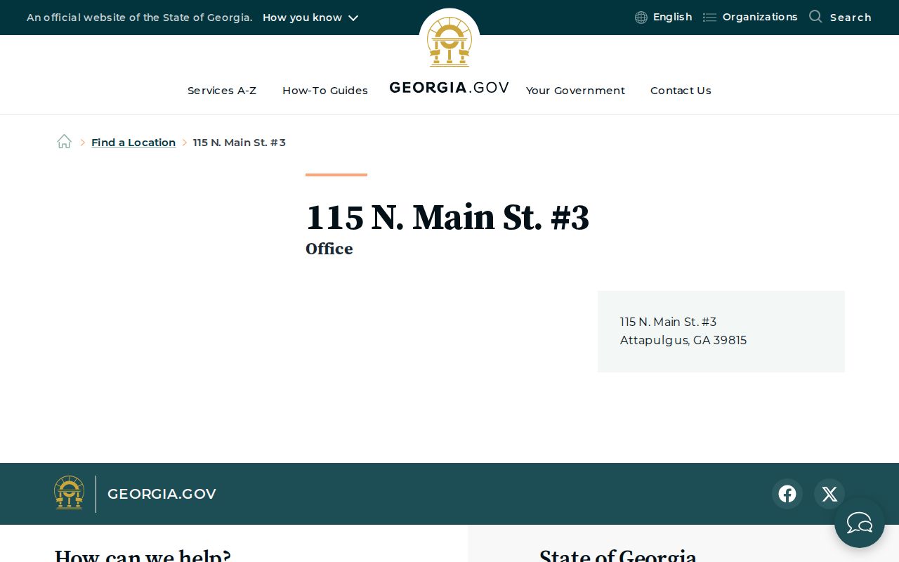Official Georgia listing for the Attapulgus city office