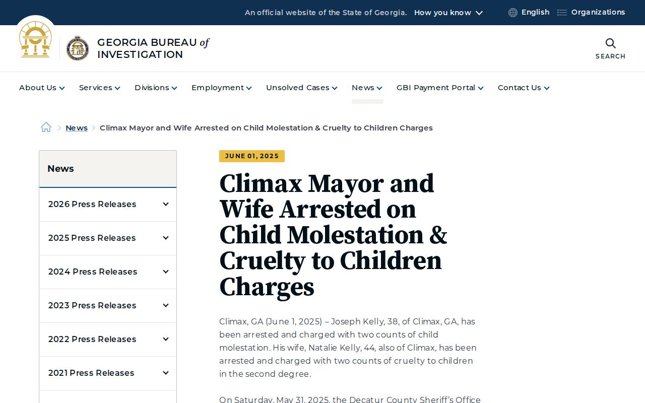 Official GBI release showing a Climax investigation handoff
