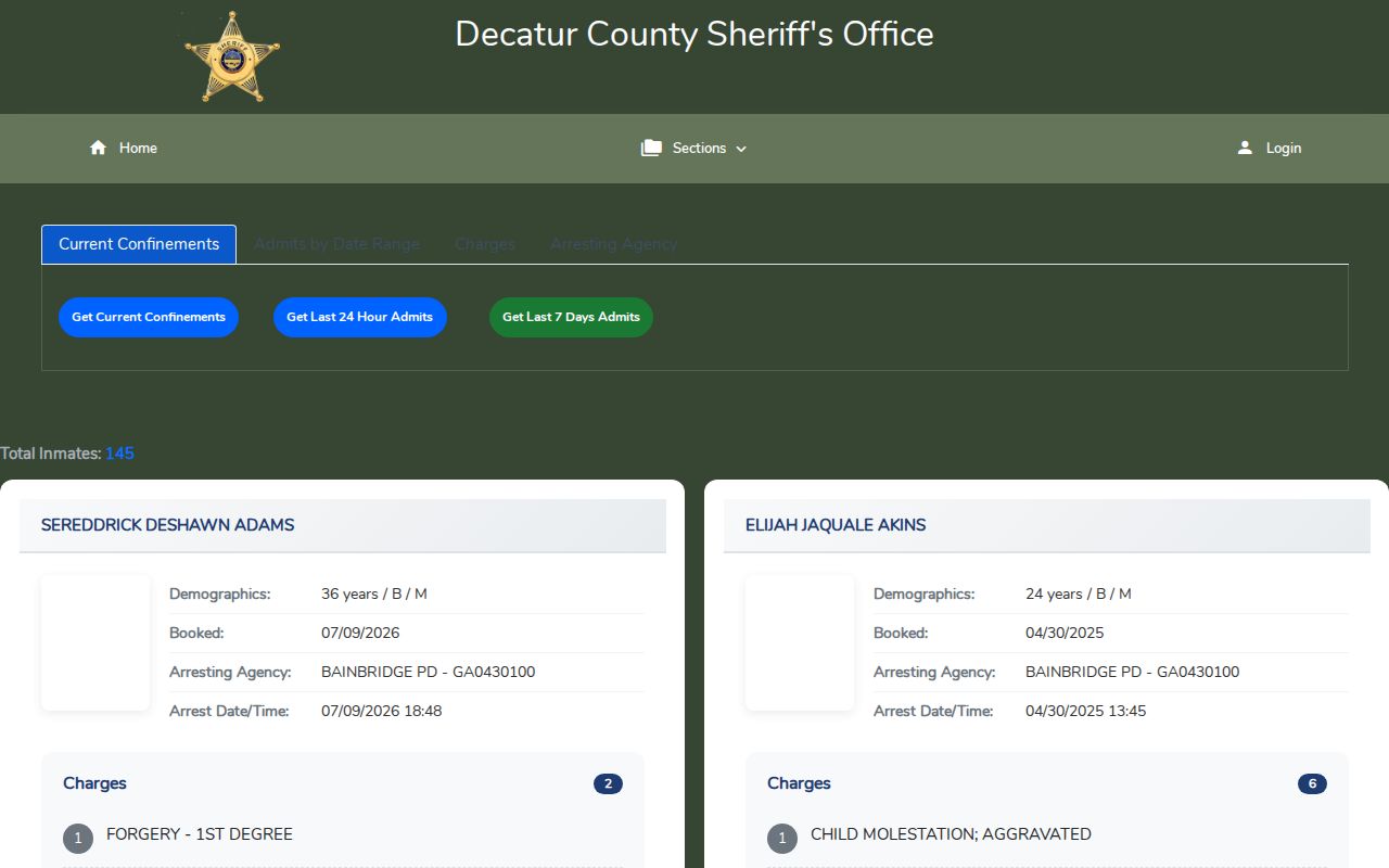 Official Decatur County arrest booking search