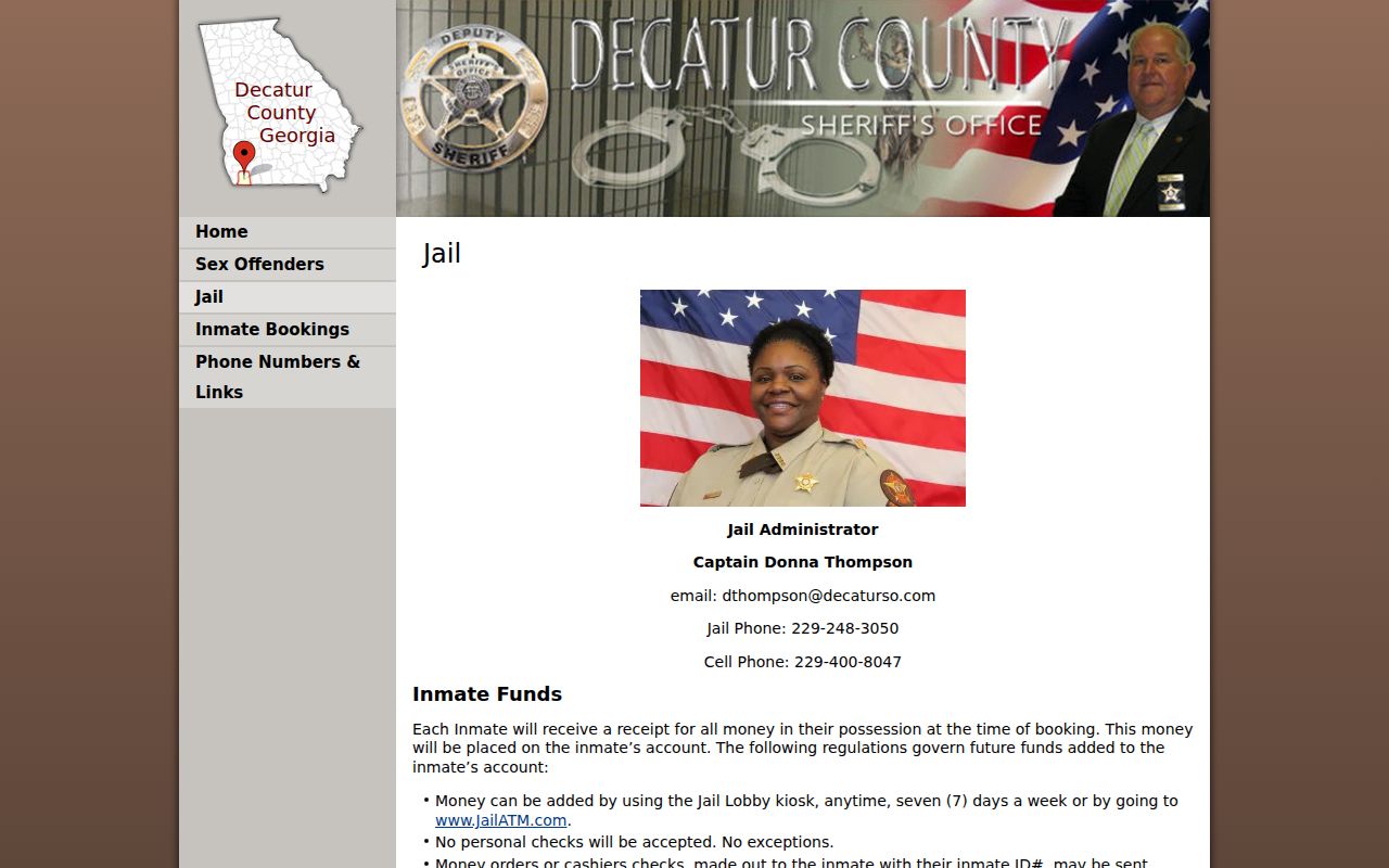 Decatur County jail arrest bond and communication information