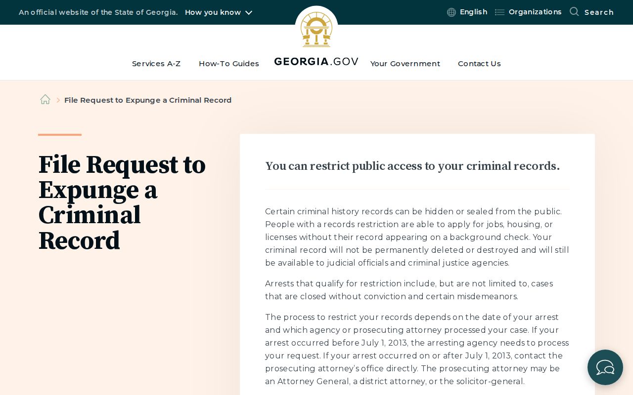 Decatur County criminal record restriction instructions
