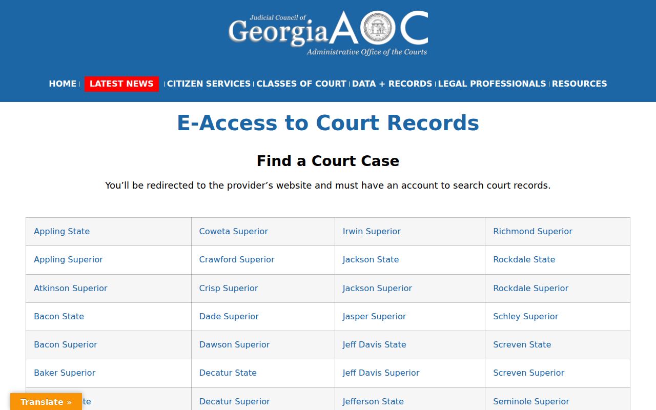 Decatur County criminal court case E-Access directory
