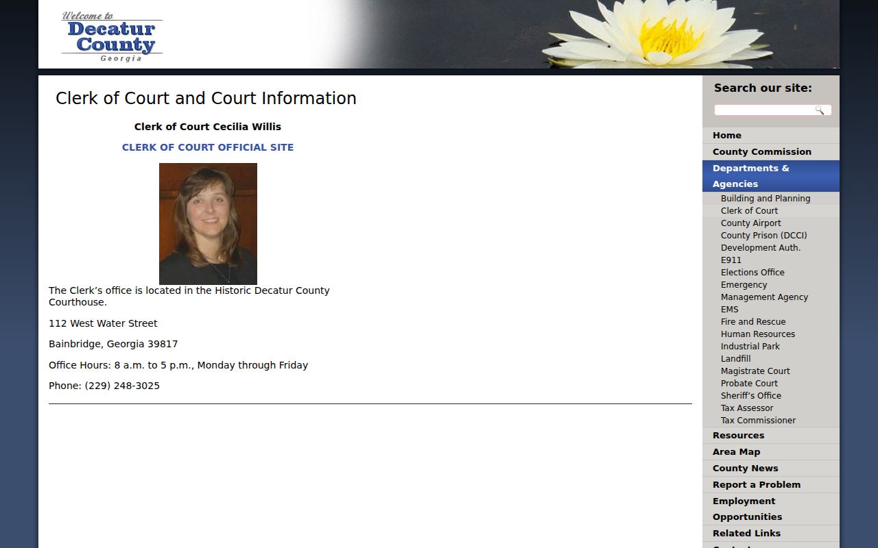 Decatur County criminal court clerk and courthouse